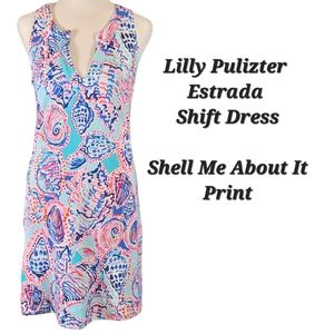 Lilly Pulitzer Estrada Shift Dress Shell Me About It Sleeveless Cotton Seashells